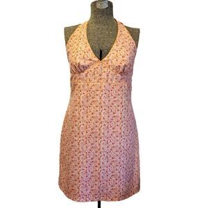 Halter Dress Womens Reversible Sz   Approx Handmade Hawaiian Floral Pink White